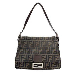 FENDI Zucca Mamma Bucket Shoulder Bag/Handbag in Brown Canvas and Leather for...